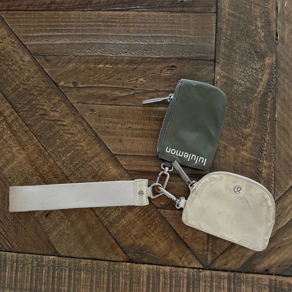 lululemon Dual Pouch Crossbody Belt Bag Strap White & Olive Green